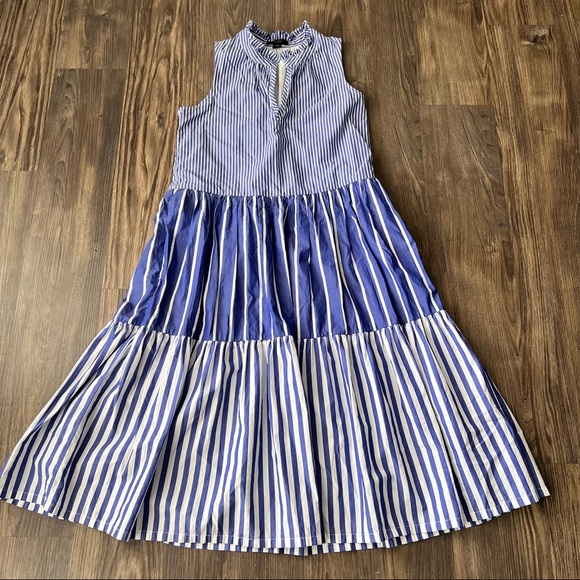 J.Crew Sleeveless Tiered Popover Dress in Mixed Stripe - Picture 7 of 14